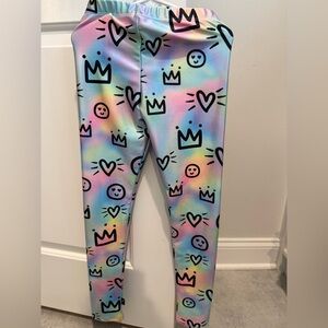 Pixie lane Colorful Rainbow Patterned Kids Leggings with smiley and hearts